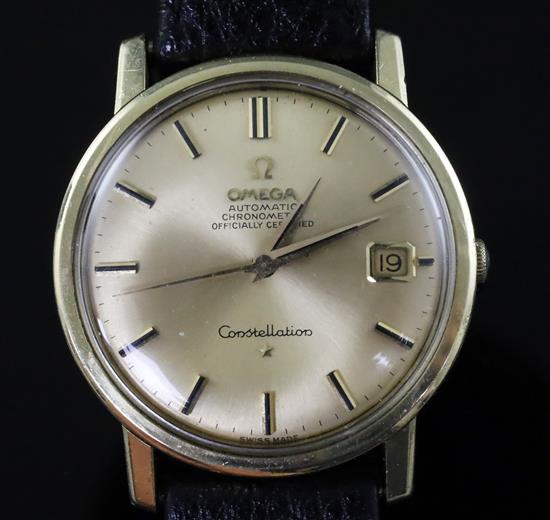 A gentlemans 1960s steel and gold plated Omega Constellation chronometer automatic wrist watch,